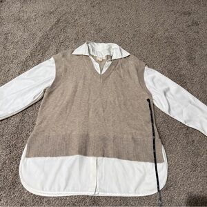 Elan Beige V-Neck Sweater Vest